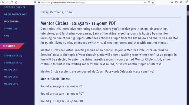 Mentor Circles format information