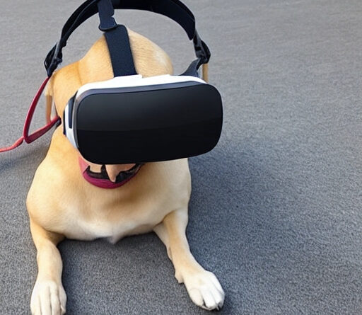 Dog with VR Headset